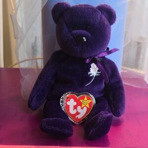 Ty Princess Beanie Diana Purple Plush with White Embroidery